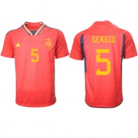 Billiga Spanien Sergio Busquets #5 Hemma fotbollskläder VM 2022 Kortärmad